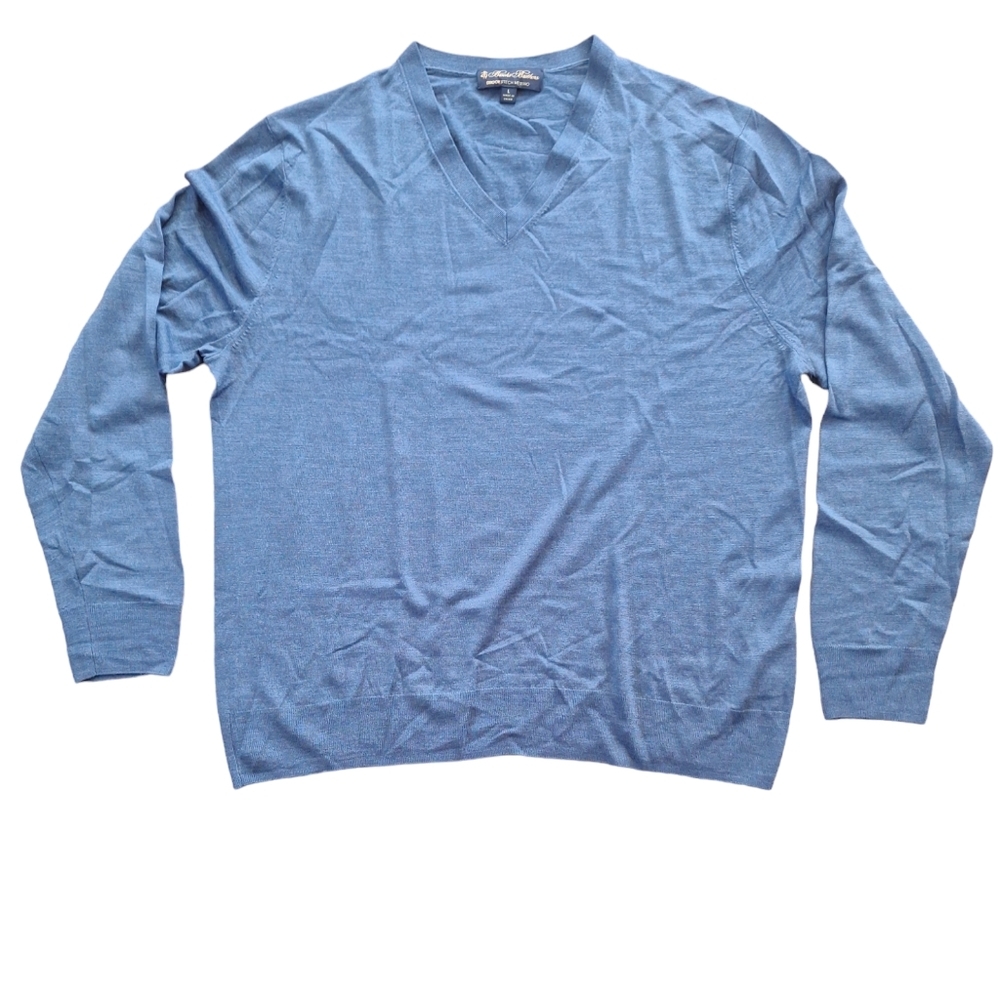 Brooks Brothers BrooksTech Merino V-Neck Pullover Lightweight Sweater L